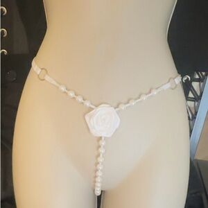 White Pearl Embellished front micro gstring Thong